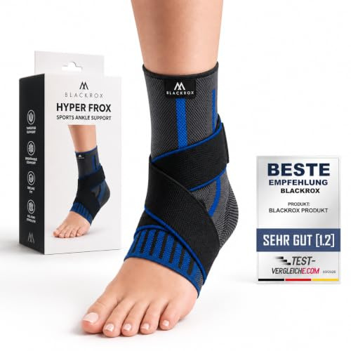 BLACKROX Sprunggelenkbandage [Vergleichssieger 2026] Links & Rechts | Gr. S-XL | Für Damen & Herren | Bandage für das Fußgelenk | Perfekt für Sport, Fußball, Joggen & Bodybuilding