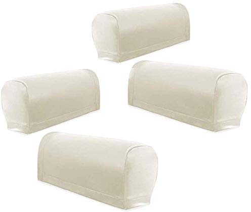 HANHAN - Copribracciolo in pelle PU, impermeabile, antiscivolo, antiscivolo, per mobili, protezione per braccioli, colore: Bianco