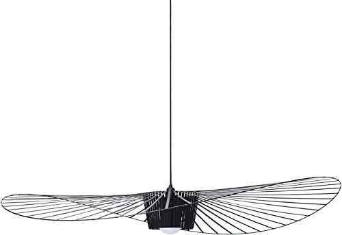 Msyyuu Suspension RéTro Vertigo Salon Lustre, Fibre De Verre + PolyuréThane De Chapeau Design Moderne Salon Cuisine Salle De Bain ÉClairage DéCoratif, E27 (Noir, 200cm)