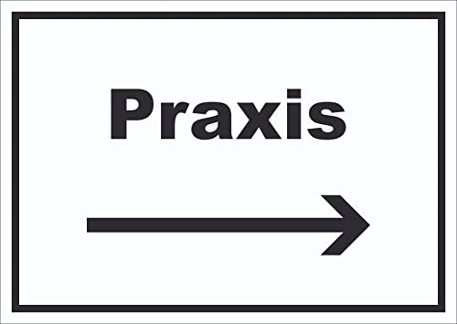 HB-Druck Praxis Schild mit Text und Richtungspfeil rechts Arzt Gesundheit waagerecht A5 (148x210mm)