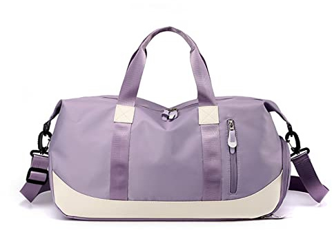 FANDARE Damen Reisetaschen Duffle Bag Nylon Sporttasche Faltbare Sporttasche Weekender Übernachtung Tasche Wasserdicht Handtasche Groß Kapazität Reisetasche für Sport Fitnessstudio Reisen Lila