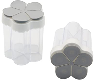 Gewürzbox Gewürzstreuer Gewürzgläser, 5 in 1 Gewürzdosen mit Deckel Kunststoff Pfefferstreuer Transparent,Gewürzgläser-Set für Küche, Camping, BBQ, Picknick, Reisen,2 Stück(Grau)