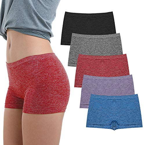 Boxershorts för kvinnor, sömlösa pojkshorts, trosor för underklänningar, damunderkläder, shorts, 5-pack, B003, L