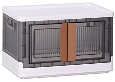 Ergocar Faltbare Kunststoff Aufbewahrungsbox, Aufbewahrungsbox mit Deckel und Rollen, Doppelöffnung, Stapelbare Aufbewahrungsbox Transparente, für Büro, Kinderzimmer, Küche & Wohnzimmer