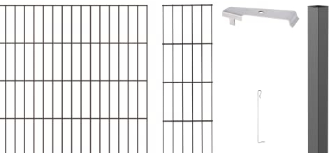 Alberts 664961 Zaungabionen Cluster | verschiedene Längen und Höhen | zum Einbetonieren | anthrazit | Mattenbreite 200 cm | Höhe 80 cm | Länge 6 m