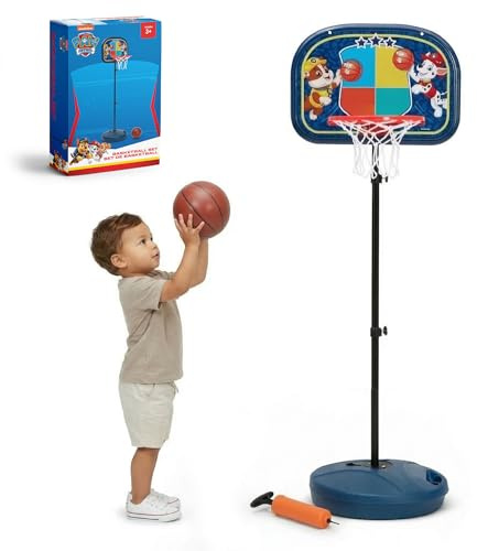 Delta Children - PAW Patrol Kids Basketball Hoop Set, Height Adjustable Toddler Basketball Goal with Stand, Indoor Outdoor Sports Toy, Includes Ball and Pump, Blue