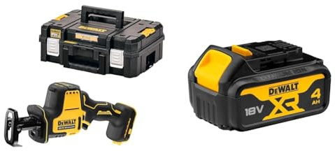 DEWALT DCS369NT-XJ Scie Sabre Compacte - XR 18V - Brushless - Sans Batterie Ni Chargeur & Batterie XR 18V 4 Ah Li-Ion - DCB182-XJ - Compatible Avec Tous Les Outils XR 18V Bricolage et Jardin DEWALT