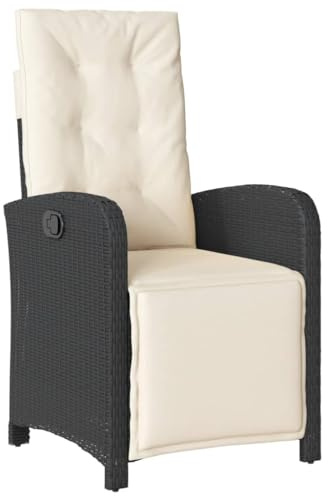 vidaXL Gartensessel mit Fußteil Verstellbar Schwarz Poly Rattan