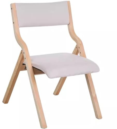 Abnehmbarer Büro-Klappstuhl, Tragbarer Klappbarer Stuhl für den Heimgebrauch, Minimalistischer Küchenklappstuhl aus Holz (Color : Off White, S : 48.5 * 46 * 76.5 cm)