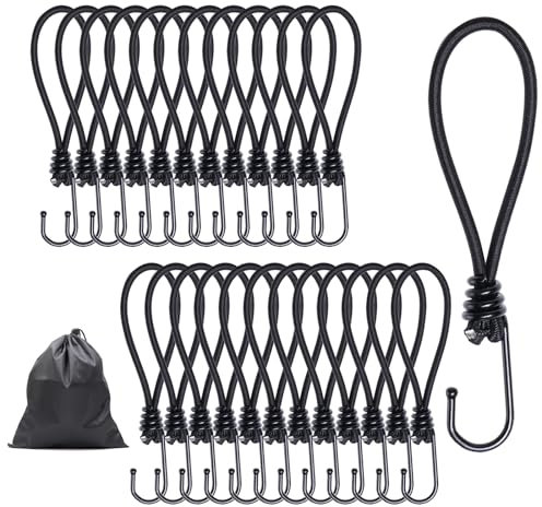 JunGG Expander mit Haken 12 Stück - Spanngummi mit Haken - 10cm Planenspanner mit Haken Schwarz Gummispanner für Plane Netze Zelte Anhängerplane Banner