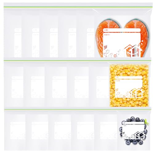 Reusable Sandwich Freezer Bags Leak-Proof, 100Pcs BPA Free Zip Lock Food Storage Bags, PE Plastic Double Seal Bags Thickened, 3 Sizes Heavy Duty Transparent Food Bags for Vegetables Fruits Meats