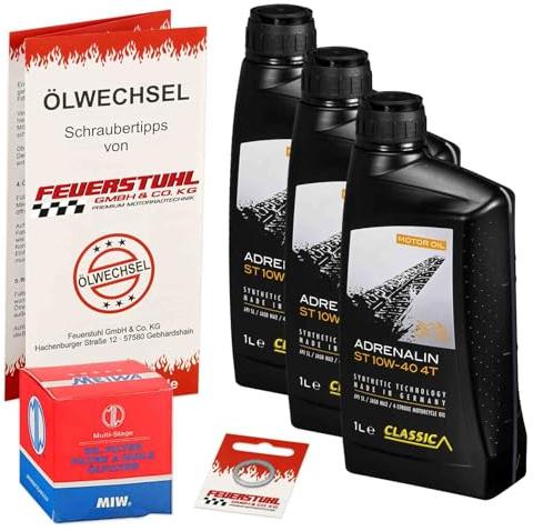 Öl & Ölfilter für Honda CB 1000 R, 2008-2016 (SC60), Ölwechsel Set, Classic 10W-40 Motoröl + MiW Filter + Dichtring(e)