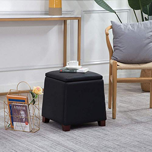 Hocker, Sofa Couchtisch Hocker Leder Gepolsterte Hocker Moderne Ottoman Mit Lagerung/Schwarz/14 * 16 * 17Inch