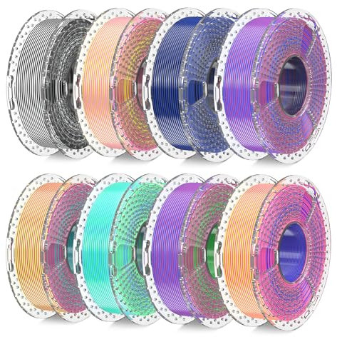 SUNLU 3D Drucker Filament Bundle, SILK Dual Color Triple Color PLA+ Filament, Einzeln Vakuumverpackt, Silk Dual Color*5, silk Tri-color*3, Insgesamt 2 kg