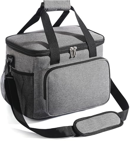 Sac Isotherme Repas, 15L Sac à Lunch Box Adulte, Glaciere Souple Isotherme Sac Portable de Déjeuner avec Bandoulière Ajustable pour Femme Homme Boite Repas Bureau, Plage, Pique-Nique