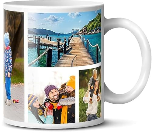 Personalised Mug with Photo, Text & Logo, 11oz Ceramic Cup (9 Photos) | Customised Coffee Tea Cup, Dishwasher Safe, Personalised Photo Gifts for Birthday Anniversary, for Men and Women, Gift Idea