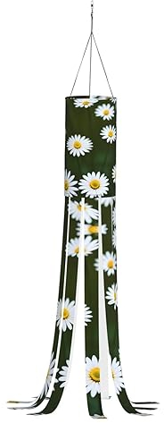 WCXTHGFA Windsack mit wildem weißen Gänseblümchen-Druck, vielseitig, charmante Outdoor-Dekoration für Herbst, Erntedankfest, Winter