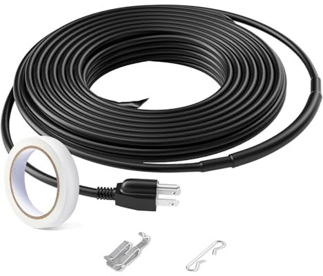 VEVOR Self-Regulating Pipe Heating Cable, 12FT 5W/FT Heat Tape for Pipes, Roof Snow Melting De-icing, Gutter and Pipe Freeze Protection
