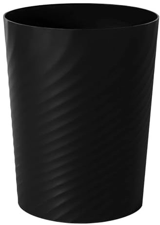 Sinoba Papelera de plástico 8008, ideal para habitación infantil, oficina, cocina, altura de 32 cm, 12 l, color negro