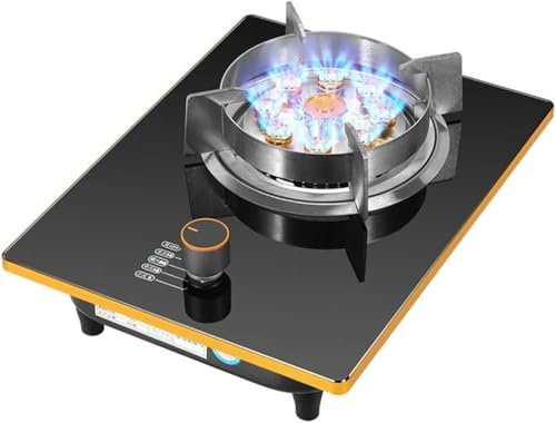 Piano cottura a gasPiano cottura a gas 7.0KW Bruciatore a fiamma a 9 camere, Piano cottura a gas da tavolo / Fornello a gas singolo da incasso con protezione automatica contro la mancanza di fiamma e
