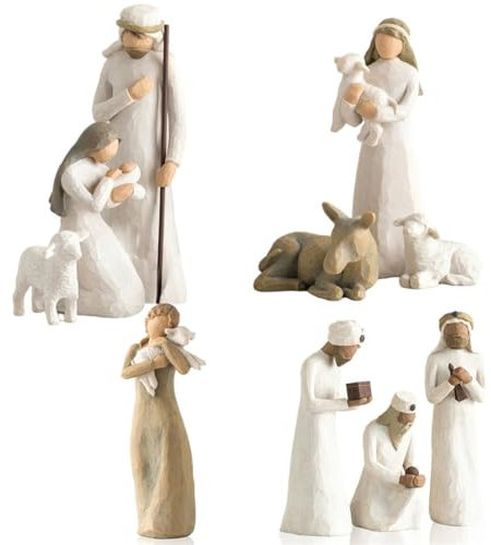 Krippenset Born Scene Willow-Tree Figur, Figuren Krippe Harz, Geburt Belen Weihnachten, Weihnachtskrippe mit, Weihnachtskrippe, Figuren Krippe Harz Heilige Familie, Dekoration