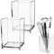 CANCYCC 2 Stück Acryl Stiftehalter, Klarer Bleistifthalter Schreibtisch Organizer, Make-Up Pinselhalter, Stifte Organizer für Büro, Schule, Zuhause (10 x 6,5 x 6,5 cm)