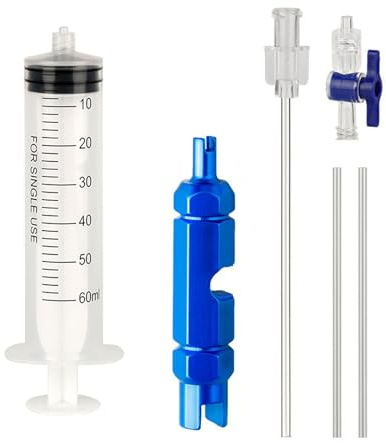 GisWell Tubeless Seringue 60ml, Seringue de Mastic de Vélo Tubeless avec Outil de Retrait de Valve Compatible Presta et Schrader, pour Vélo et VTT