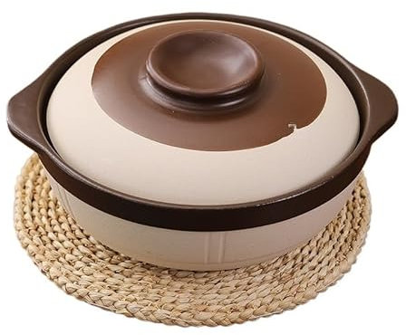 DUANSIYU Tegame Terracotta Casseruola Domestica Casseruola for zuppa in Ceramica Resistente alle Alte Temperature for Cottura a Secco Pentola in Ghisa con Coperchio(1.0L)