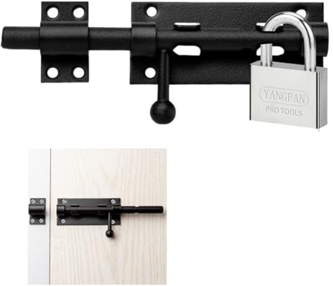 Jortmrd 15cm Bolzenriegel Torriegel 304 Edelstahl Türriegel Beidseitig Riegelschloss mit Vorhängeschloss für Türen, Fenster, Zäune Haus Hof Garten, Schlafzimmer, Toilette