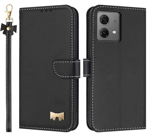 BORYA Cuero Funda para Motorola Edge 40 Neo (Moto Edge 40 Neo), Bloqueo RFID Billetera Ranuras Tarjetas Soporte Estuche, Premium PU Antigolpes Carcasa, Sencillo Negocio Caso, Negro