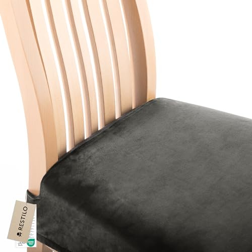 RESTILO Funda de asiento para sillas, parte trasera abierta, extraíble, lavable, funda de asiento para silla de comedor, elástica, para casa, comedor, restaurante, hotel, acero Sento