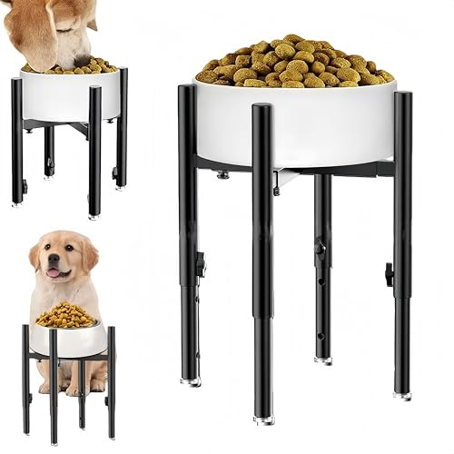 Raised Dog Bowl, Elevated Dog Bowl Stand in 6-10.2inches, Height Adjustable Metal Dogs Food Bowls Stand, Stable and Non-Slip Elevated Dogs Water Bowls Stands (Stands Only)