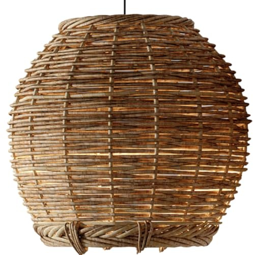 HKOLIMB Lampadario retrò Boho per Soggiorno Lampada da soffitto Intrecciata, lampadario Intrecciato Lampada a Sospensione in Vimini, Lampada in Rattan Lampada a Sospensione in Stile Gabbia per