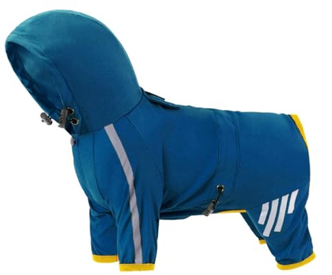 Hunde-Regenmäntel, Haustier-Regenmäntel mit Kapuze, 4 Beinen, reflektierende Kleidung, Regenmantel, hautfreundlich, Haustierbedarf, leichter Regenanzug, reflektierender Mantel