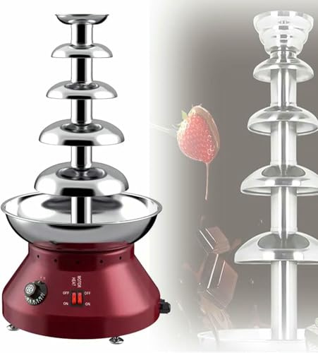 OJHGRDFV 5 Tier Chocolate Fountain Machine, 230W Stainless Steel Electric Chocolate Tower, Commercial Chocolate Melting Fondue Maker, 0-110℃ Adjustable, for Party Wedding Buffet