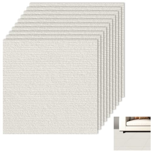 Lot de 10 Dalles Moquette Autocollantes 40 x 40cm, 1,6m² À Découper Moquette Pour Bureaux, Hôtel, Appartement, Maison, Beige