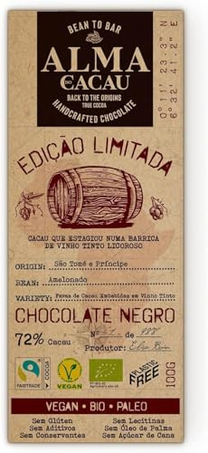 72% Dark Chocolate Aged in Red Fortified Wine Barrels – Pack of 2-100 g Bar – Vegan Gourmet Chocolate from Portugal
