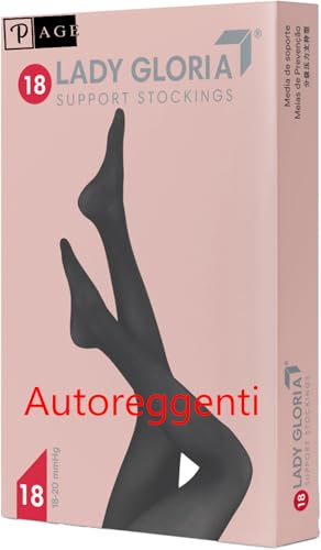Gloria Med Lady Autoreggenti a Compressione Graduata, 18-20 mmHg, Calze di Supporto per Circolazione e Gravidanza, Colore Nero