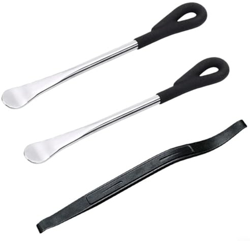 Alanmoship 3-teiliges Reifenheber-Set aus gehärtetem Karbonstahl mit poliertem Chrom-Finish, langes, gebogenes Design für einfaches Entfernen und Reparieren von Motorradreifen, rostbeständig (schwarz)