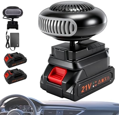 Auto Heizung mit Akku, 2026 Upgrade Mini Akku Heizlüfter mit Kippschutz, Wiederaufladbare Heizung mit USB-Anschluss, für Camping, Zelt, Dreirad, Auto, Autoscheibenheizung (5 Abschnitte,2 Batterien)