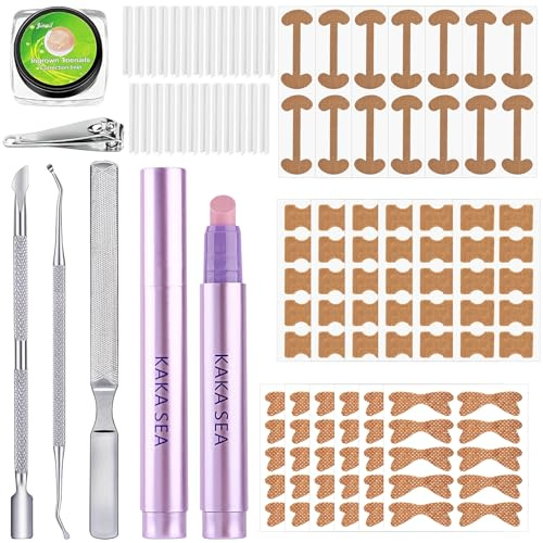 Eingewachsene Zehennägel Set,18 Stück Selbstklebendes Zehennagel Korrektur Patch,Nagelgraben Reparaturpflaster, mit Nagelpflegestift, mit 12 Stück Zehennagelheber,Werkzeugset