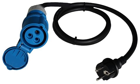 as - Schwabe Câble adaptateur CEE Caravan 230 V / 16 A CEE couplage & fiche de sécurité avec capuchon de protection,USB Câble 3 broches pour prise Schuko Europe IP44 Fabriqué en Allemagne Noir