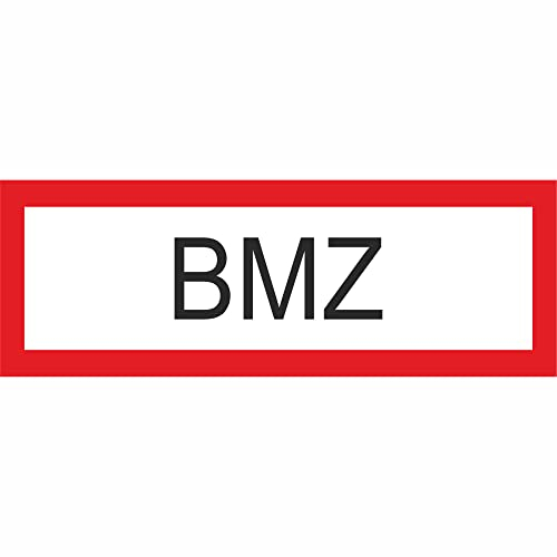 Indigos UG Aufkleber BMZ 29,7x10,5cm - selbstklebender Sicherheits Aufkleber für Tür oder Wand - Warnschild für Gebäude, Hotel, Büro, Firma, Haus, Praxis