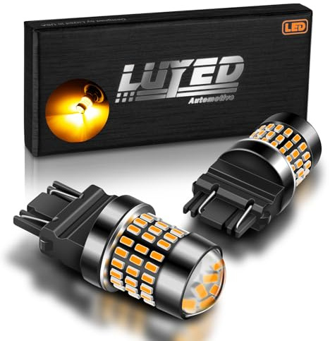 LUYED 3157 LED Bulb Amber Yellow 1800 Lumens Super Bright 3056 3156 3057 4157 LED Bulbs with Projector for Turn Signal Tail Brake Blinker Parking Lights,Pack of 2