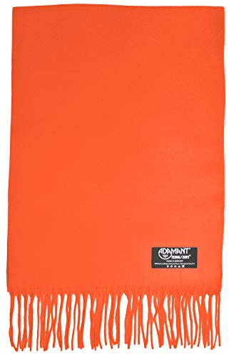Écharpe pour homme 100 % Climaxsoft (douce comme du cachemire) – Fabriqué en Allemagne – Couleur unie et à carreaux – 180 x 30 cm - (orange)