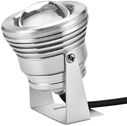Fdit Unterwasser-Licht mit Fernbedienung, tauchfähig, Projektor, Teichbeleuchtung, 12 V, 10 W, RGB, wasserdicht, für Aquarium, LED, Spotlight, Lampe für Fische, Pool, Garten, silberfarben