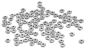 uxcell Hex Nuts, M2x0.4mm Metric Coarse Thread Hexagon Nut, Stainless Steel 304, Pack of 100