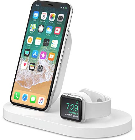 Belkin drahtlose BoostUp Ladestation für iPhone und Apple Watch mit USB-A-Port (Ladestation für iPhone 12, 12 Pro, 12 Pro Max, 12 mini und ältere Modelle, Apple Watch SE, 6, 5, 4, 3, 2, 1) und Airpods