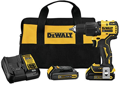 DEWALT DCD709C2 Atomic 20V Max Lithium-Ion Brushless Cordless Compact 1/2 In. Hammer Drill Kit W/ 2 Batteries