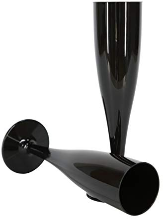50 flute in plastica biodegradabili per champagne e prosecco, 175 ml, colore nero